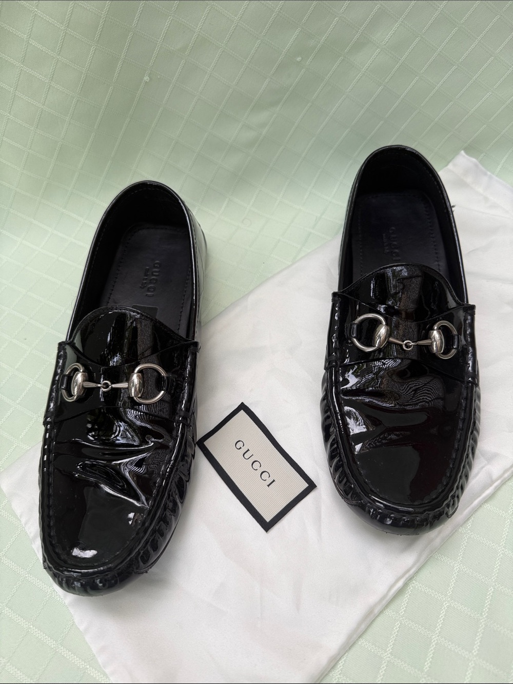 Gucci Black Patent Leather Horsebit Driving Loafers in The Dust Bag - Picture 3 of 10